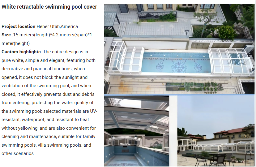 Movable Foldable Aluminum Pool Enclosure Electric Retractable Sun Room Smart Automatic Garage Carport for Residential Hotel Use