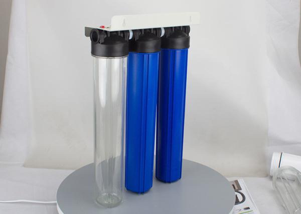 20'' slim triple sump blue and clear  water filter housings with 3/4 inch in/out port