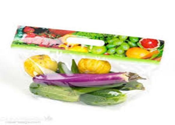 Eco Friendly Clear Plastic Bags Fresh Fruit With Handle Zipper Gravure Printing