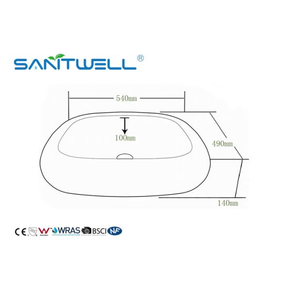 Easy Installation Art Wash Basin Sanitary Ware Basin Non Porous Glossy For Bathroom