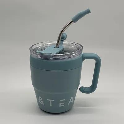 Insulated Travel Mug 1Pcs 480ml Stainless Steel Coffee Cup With Straw Lid Thermos Mug For Hot Cold Drinks Water Tea Milk Office Outdoor Portable Bottle