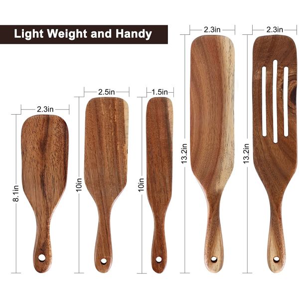 Wooden Bamboo Spurtles Kitchen Tools Utensils Set Of 5pcs