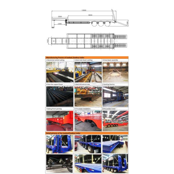40-120 т полуприцепы с низким покрытием с механической/гидравлической лестницей и механической подвеской