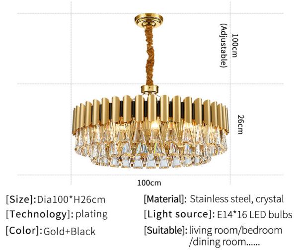 Luxury Gold Crystal Chandelier Kitchen Led Lamp roof decoration ceiling Lamp(WH-CY-230)