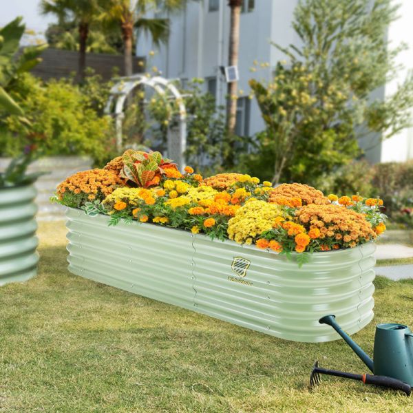 Lightweight 6.5*2*1.5 Ft Galvanized Oval Raised Bed For Vegetables