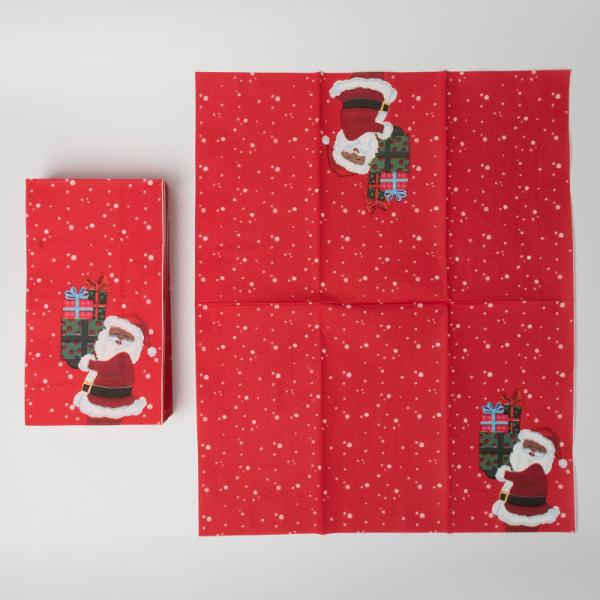 LFGB Biodegradable Disposable Cutlery Santa Claus Christmas Theme Party Paper Napkin
