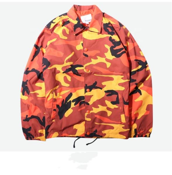 New Plus Size Coach Blue Camo Jacket , Twill Coach Jacket Eco Friendly