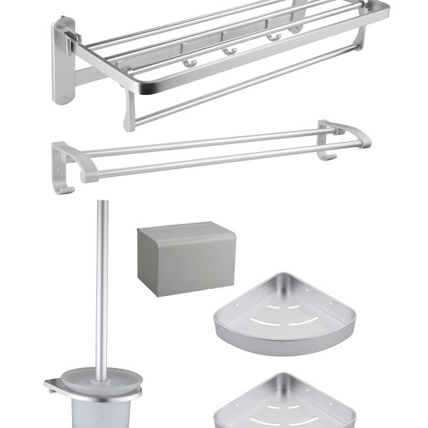 Space Aluminum Bathroom Accessory Set with Towel Heater Towel Rack Type Hotel Luxury