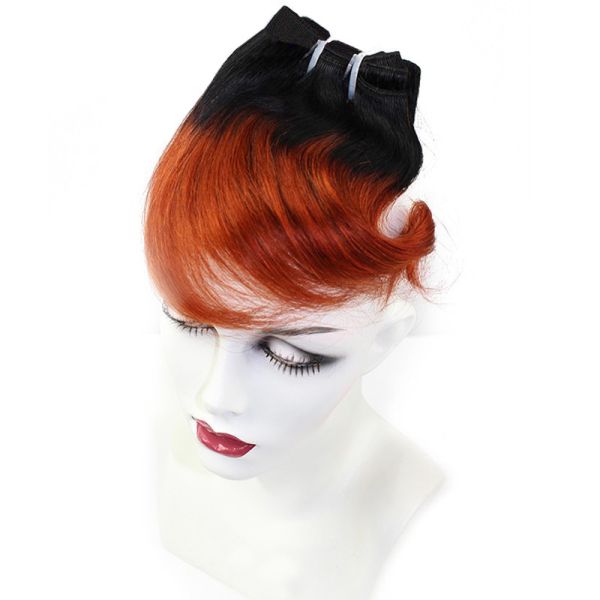 Short Hair Indian Human Hair Ombre Color Snail Curl Hair Weaves