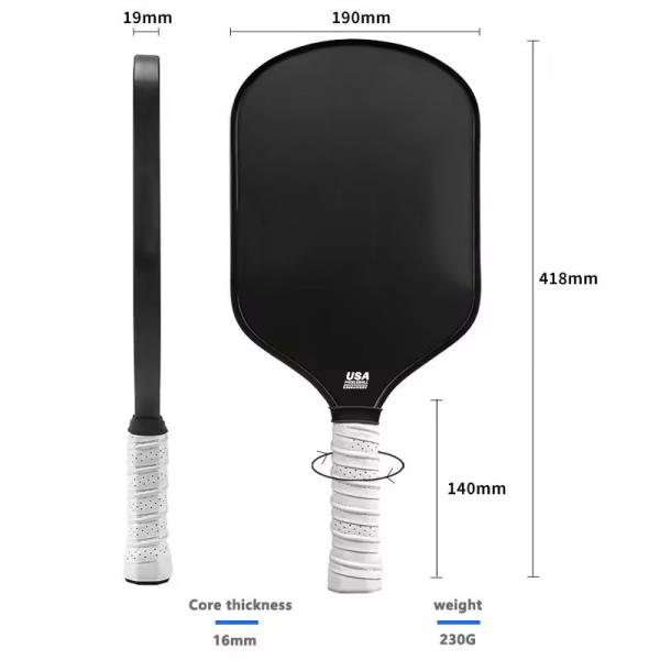 16mm PP Honeycomb Core Thermoformed Pickleball Paddle Black OEM ODM