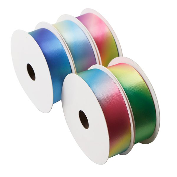 Custom Rainbow Gradient Double Face Satin Ribbon for Personalized Branding