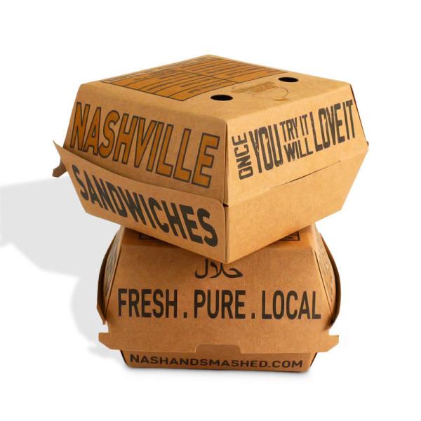 Eco-friendly and oil resistant customized hamburger box PE laminated kraft paper fast food takeaway packaging box