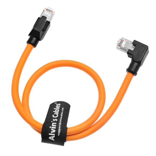 Alvin's Cables Profinet CAT6A câble Ethernet blindé angle gauche haut flexible plaqué or 15m orange pour la robotique PLC