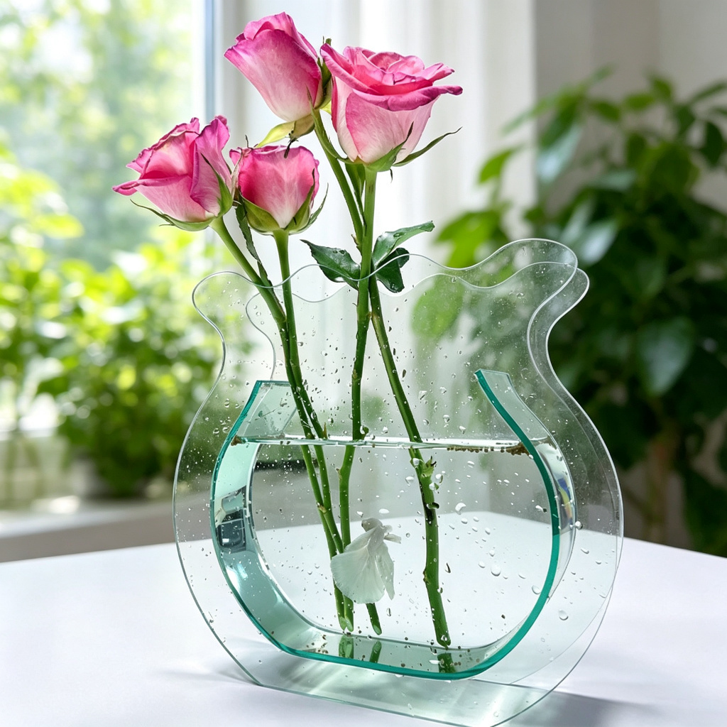 Fish Shaped Acrylic Vase | Clear Flower Vase & Mini Fish Bowl | Modern Table Centerpiece for Wedding, Home & Office Decor