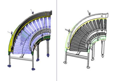 Mobile 220V Curve Palletizing Conveyor In Plastic Rubber Industry