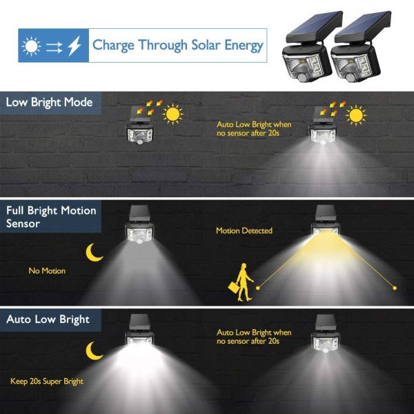 Wireless outdoor solar motion sensor light