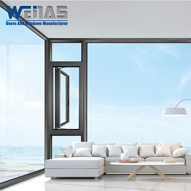 Customize Hot Sell Design Broken Bridge Aluminum Alloy Casement Windows Windproof Balcony Patio Villa Hotel
