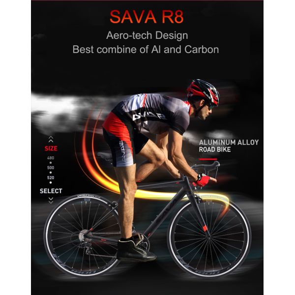 SAVA R8 Unisex Aluminum Alloy Bicycle 110kg Load Capacity 1.2m Length