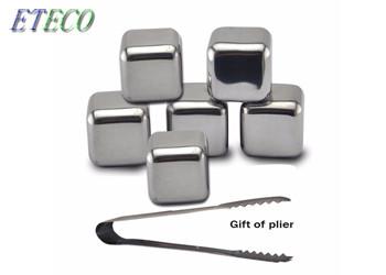 Reusable Stainless Steel Ice Cubes / Recycled Metal Whiskey Cubes Cool Juice