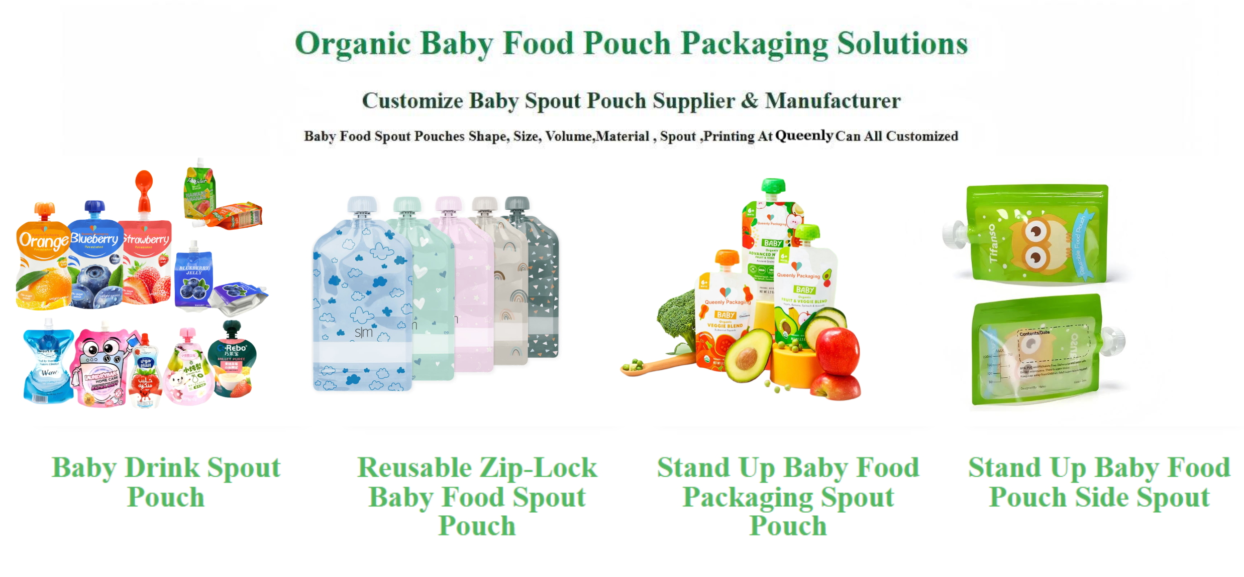 180ml Baby Food Packaging Lightweight Custom Spout Pouch Easy To Open