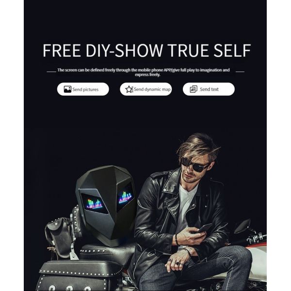 LED Backpack Bluetooth Waterproof Hard Shell Iron Man Cool Motorcycle Riding Black LED Rider Backpack