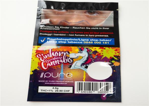 THC Resealable Herbal Incense Packaging , Plastic Zipper Bags For Pill Packaging