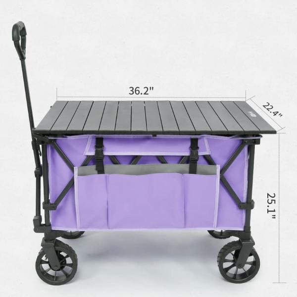 Custom Wholesale Outdoor Push Pull Collapsible Easy To Carry Camping Folding Wagon With Big Wheels