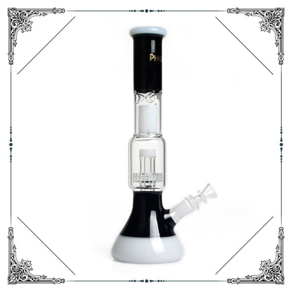 White splash guard Glass Beaker Bong Tyre Percolator Hookah  Bongs Glass Smoking Water Pipe