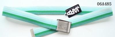Gradual Green Polyester Stripes Boys Fashion Belts , Black Nickel Satin Clip Buckle Kids Belts For Boys