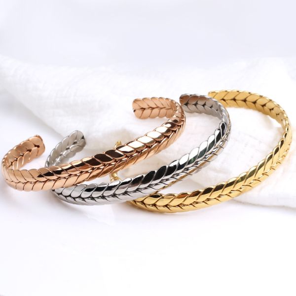 Stainless Steel wheat opening bracelet golden titanium steel bracelet lover couple jewelry gift accessories