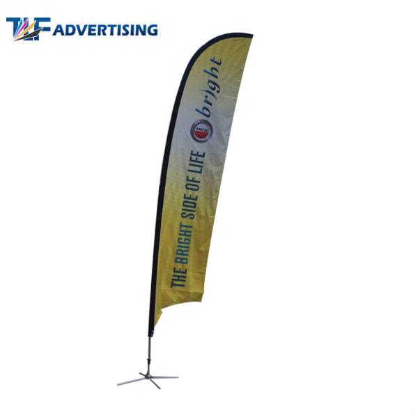 Single Side Outdoor Advertising Flags No Loose Edges Heavy Steel Base With Elastic Cord