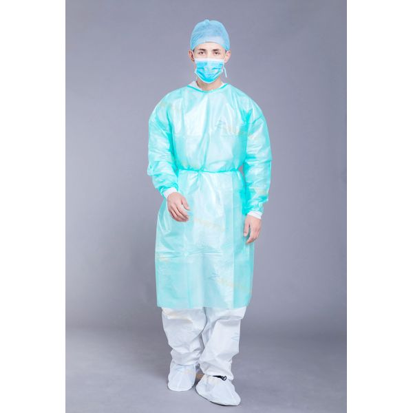 Green 35g PP PE General Surgical Disposable Isolation Gown