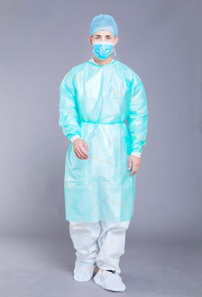 Green 35g PP PE General Surgical Disposable Isolation Gown