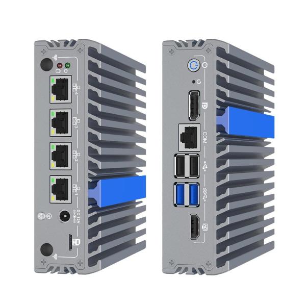 6W TDP 4 Lan Fanless Firewall PC N100 CPU 4K Dual Display Linux Mini PC