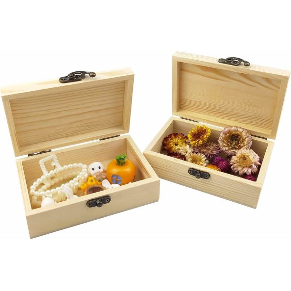 Подарочная коробка соснового леса деревянной коробки незаконченного шарнира FSC Lidded для ремесел