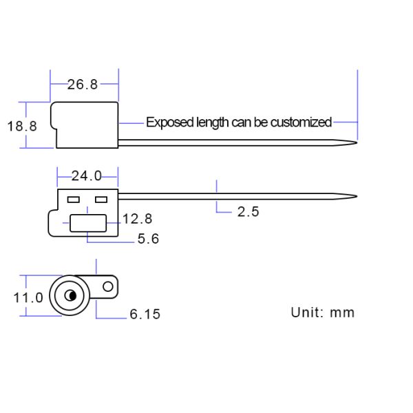 300mm Exposed Cable Length Galvanized Steel Wire Tamper Evident Security Seal with 2.74 KN Tensile Strength