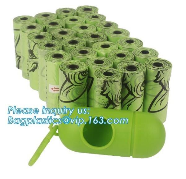 LED Flashlight Dog Waste Bag Dispenser Holder with Pet Waste Bag Poop Roll Bags, BPI ASTM D6400 EN13432 Approval Customi