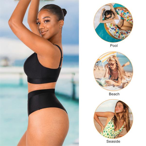 High Waist Slimming Two Pieces Womens Custom Swimsuit Bikini with Logo Hexin Custom