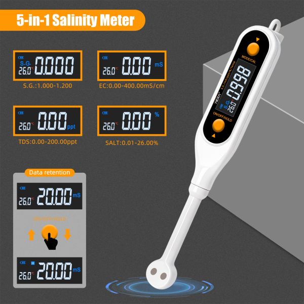 YAGO 5-in-1 High Precision Digital Salinity Meter for Kitchen Water Quality Analysis with Portable Design