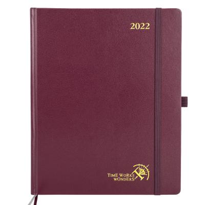 Agenda semanal para estudantes de capa dura grande 2023 couro sintético Bordeaux