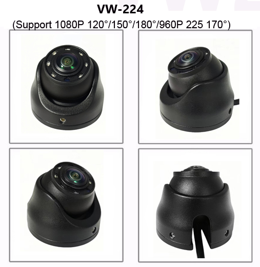 180° 1080P 2MP водонепроницаемые IP69K Внутренние/внешние купольные камеры с инфракрасным ночным видением для автобусов/грузовиков