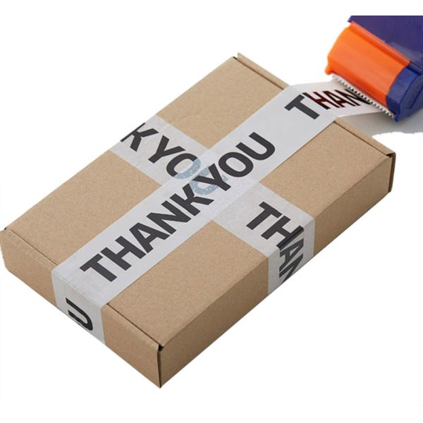 Oem Bopp Pink Thank You Food Packaging Sticker Tape For Box Sealing
