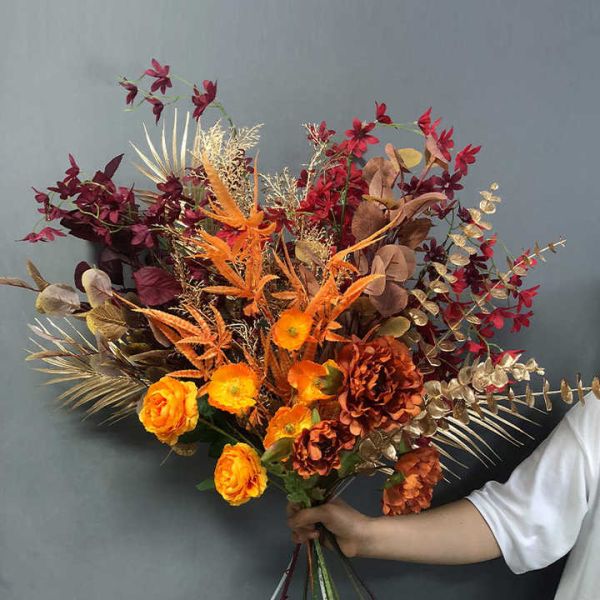 Bouquet De Fleurs Artificielles Material Flores artificiales para la decoración de bodas en el hogar Bouquet
