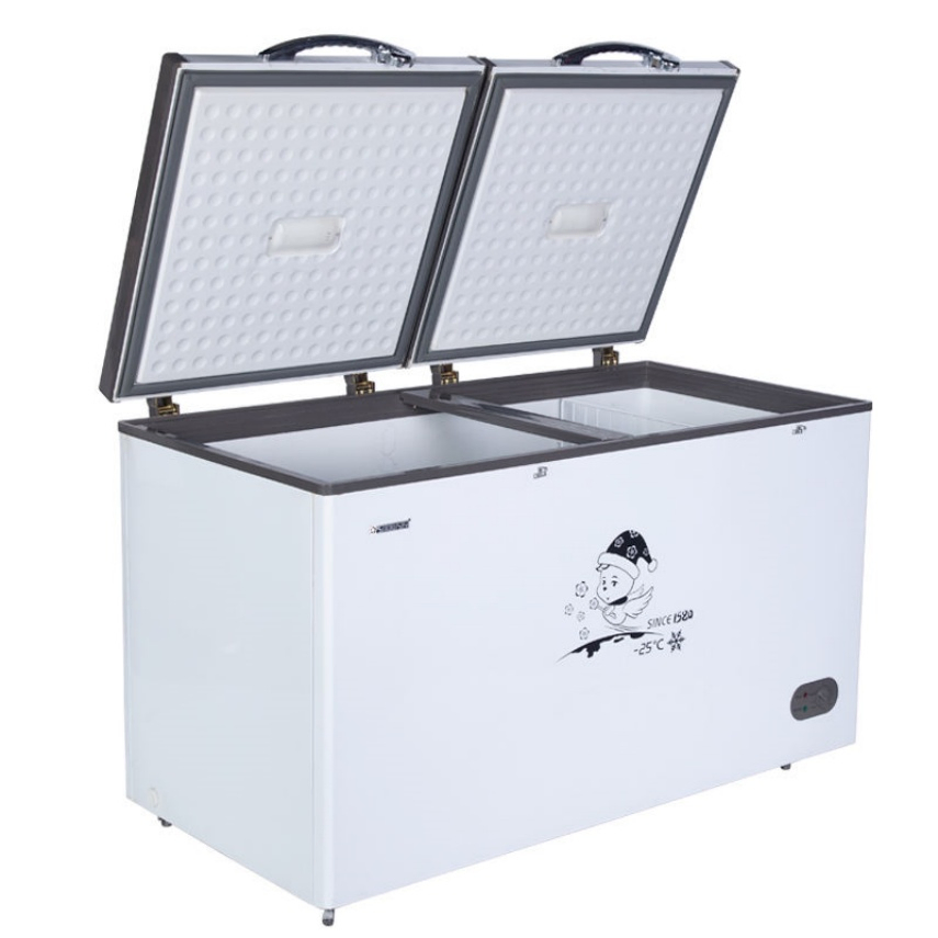 Castor Wheel Lockable Deep Freezer Refrigerator High Capacity Two Door Deep Freezer