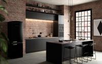 Style industriel Armoires de cuisine minimalistes modernes Design Système de cuisine noire personnalisé