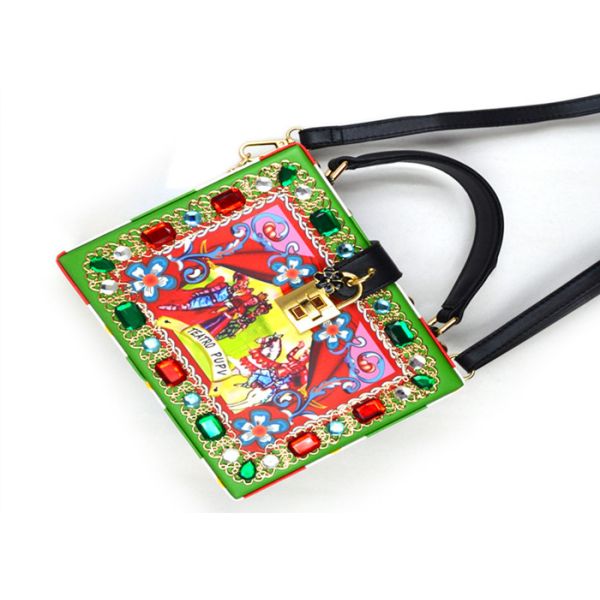 Leather Printing Sparkly Ladies Clutch Bag , Light Diamante Prom Clutch Bag