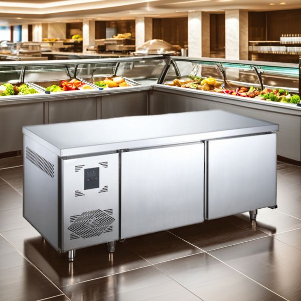 Commercial 3-Door Counter Refrigerator 230L Stainless Steel Worktop Fan Cooling Workbench for Kitchen Use