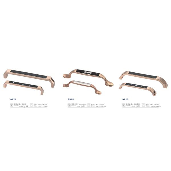 Rose Gold Door And Cabinet Handles , Zinc Alloy Kitchen Cupboard Handles