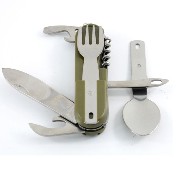 US Portable Folding Style Outdoor Camping Tableware Set Stainless Steel Knife Fork Spoon