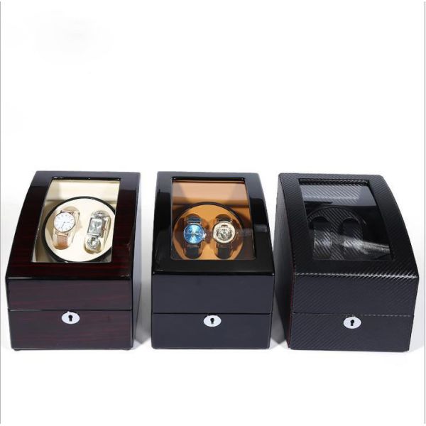 Custom Glossy Wooden Automatic Watch Winder Box 2 Slots